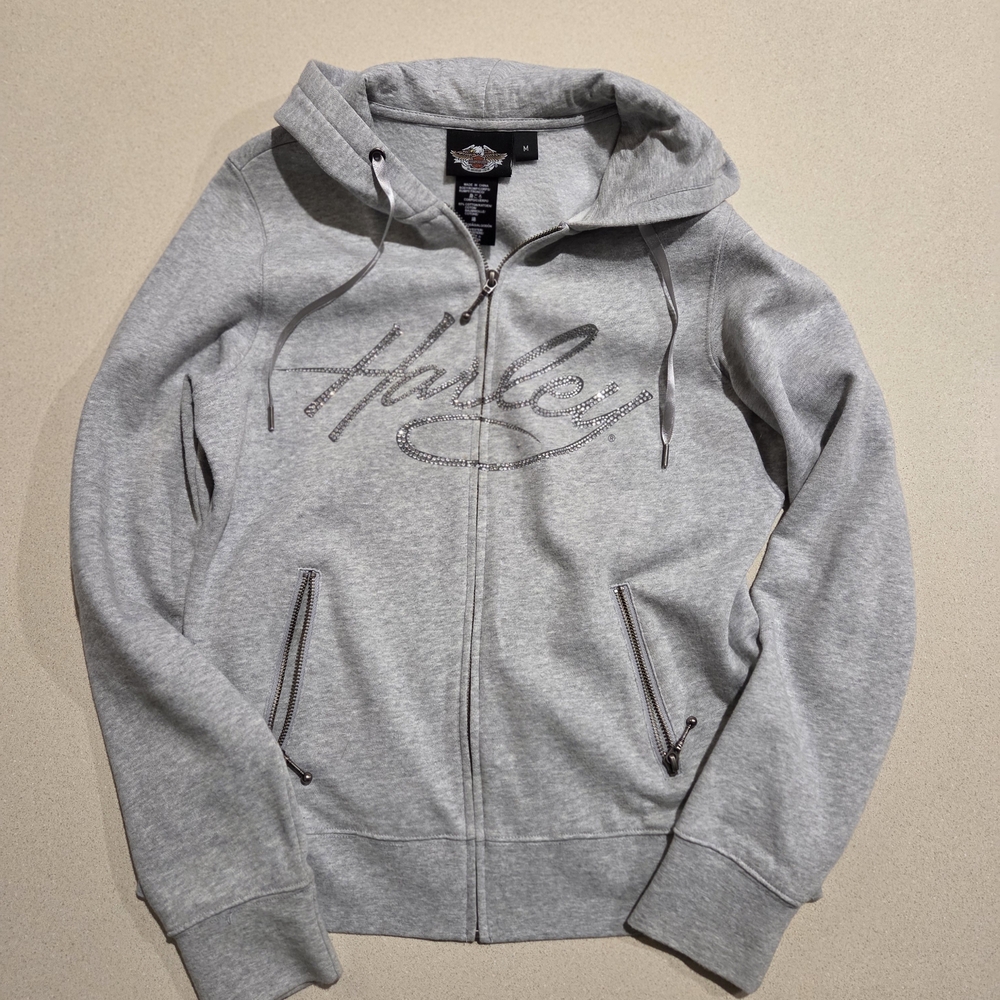 Harley-Davidson Gray Cotton Blend Hoodie - Picture 2 of 5